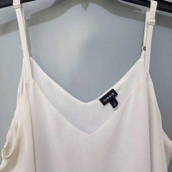 Torrid White Double Layer Tank Top 2X Adjustable Straps Plus Size Cami Blouse - Picture 2 of 9
